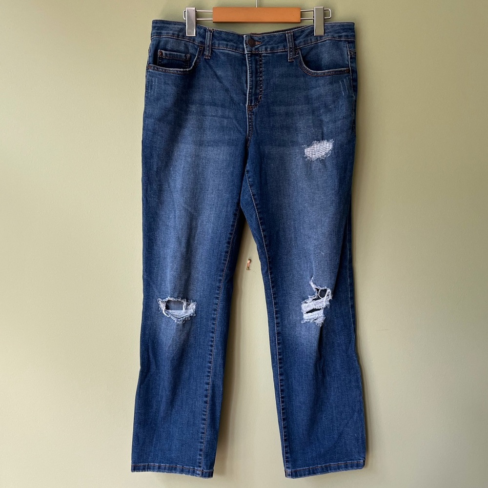 Cleo High Rise Medium Wash Light Distressed Straight Leg Jeans